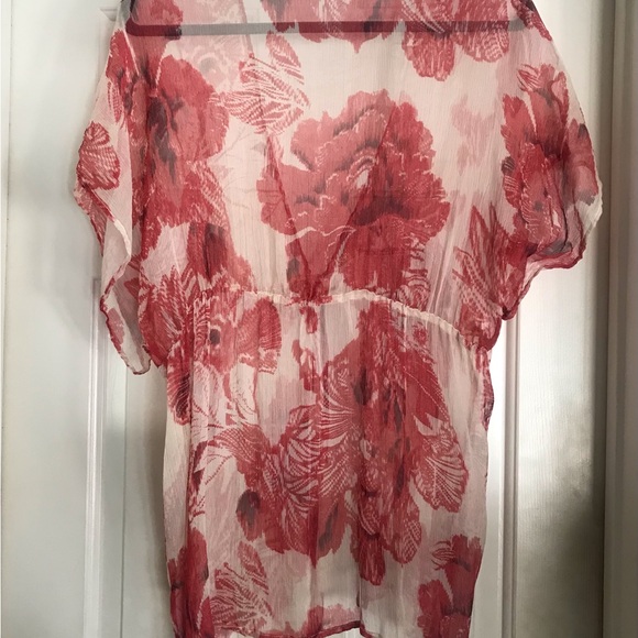 Karen Kane Red Cream Tie Front Top - Picture 2 of 11